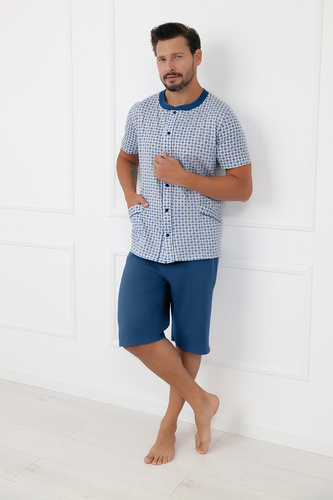 Pijamale bărbați Homer Italian Fashion din bumbac, scurte, cu nasturi