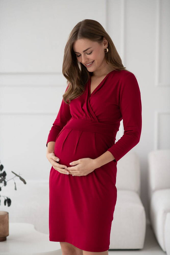 Grow with me Rochie de maternitate si alaptare Milk&Love, visiniu