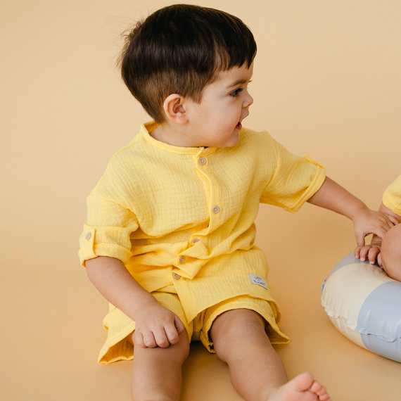 Cămașă de muselină Elephant Boy Eevi - galbenă