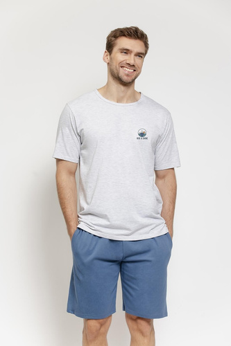 Pijama bărbați 3576 Gabriel din bumbac – scurtă, cu buzunare