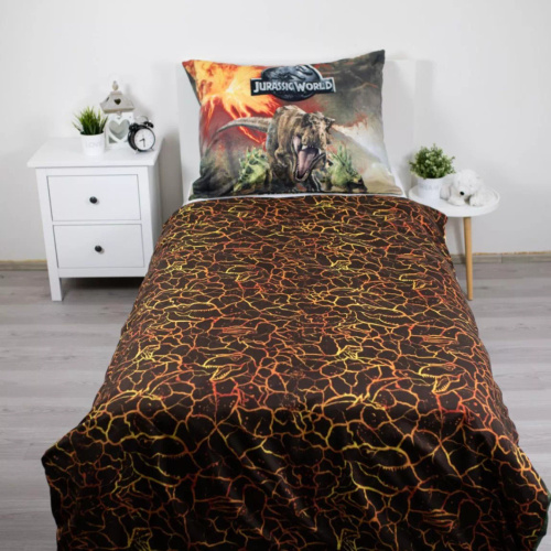 Lenjerie de pat 140x200 Dinozauri Parc Jurasic Vulcan 70x90 Jerry Fabrics