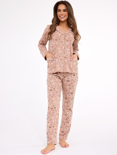 482/434 Pijamale de damă Smile 4 Cornette - bumbac, cu nasturi, guler