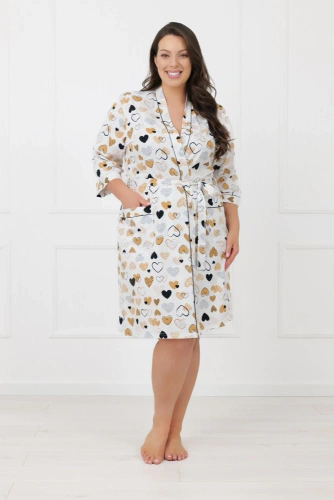 Halat damă Soreno Italian Fashion – bumbac, mânecă 3/4, cordon