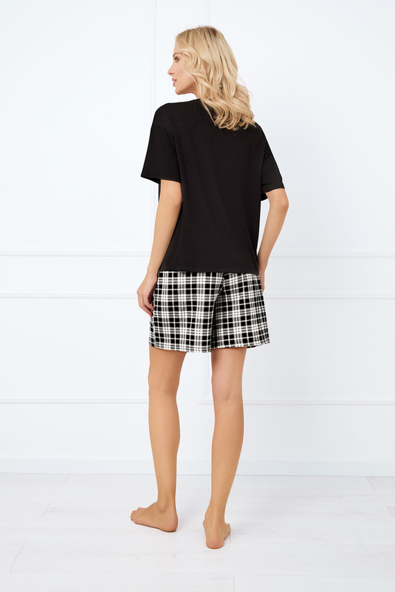 Klara Pijama cu mânecă scurtă pentru femei, pantaloni scurți Italian Fashion - negru/print