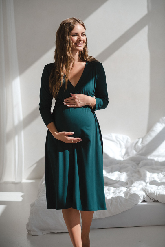 Cămașă de noapte pentru gravide și alăptare Star Light din bambus – elegantă, respirabilă, ideală pentru maternitate