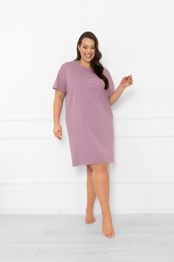 Cămașă de noapte pentru femei Ksara - mânecă scurtă, bumbac Italian Fashion - heather