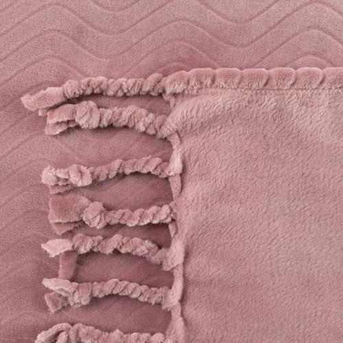 Cuvertura de pat Emma Patura cu franjuri Eurodraperii pudra