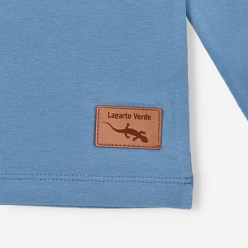 Bluză de băieți cu mânecă lungă KAR-1022 Lagarto Verde, albastră - bumbac cu elastan, producție poloneză