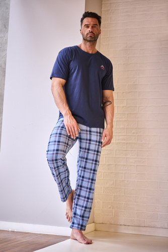 Pijamale bărbați Cornette 134/315 North 2 albastru – bumbac, mâneci scurte, confort și stil