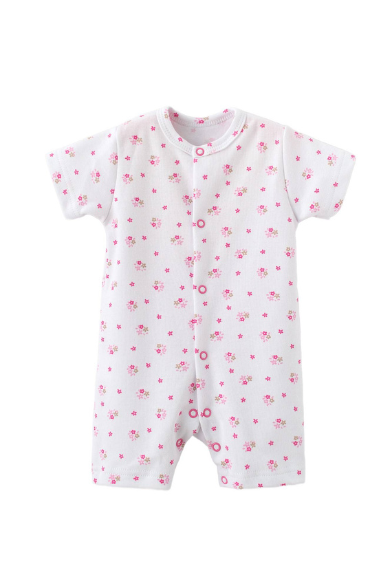 Salopeta pentru bebelusi din bumbac Martex, flori roz | Salopeta de vara