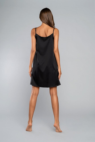 Cămașă de noapte Touch cu curea îngustă, scurtă Italia Fashion - negru