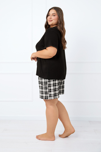 Klara Pijama cu mânecă scurtă pentru femei, pantaloni scurți Italian Fashion - negru/print