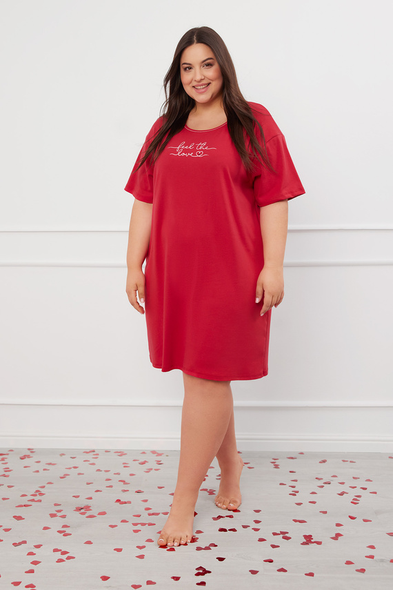 Evora cămașă de noapte cu mânecă scurtă Italian Fashion- roșu 