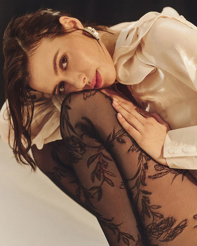 Colanti florali 20 den Gabriella - nero