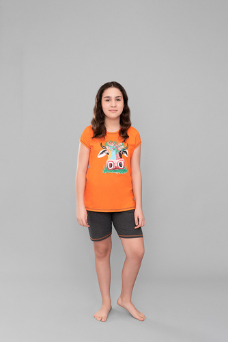 Blonde Pijama pentru fete Italian Fashion - portocaliu/albastru închis melange