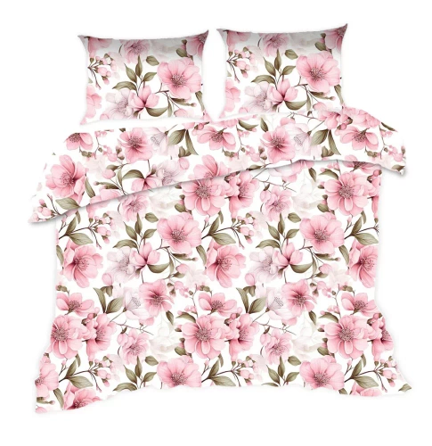 Set de lenjerie de pat 1893N Classic E24 Karo flowers roz pudră din bumbac – 100% bumbac, rezistent, colorat, set de 2 piese