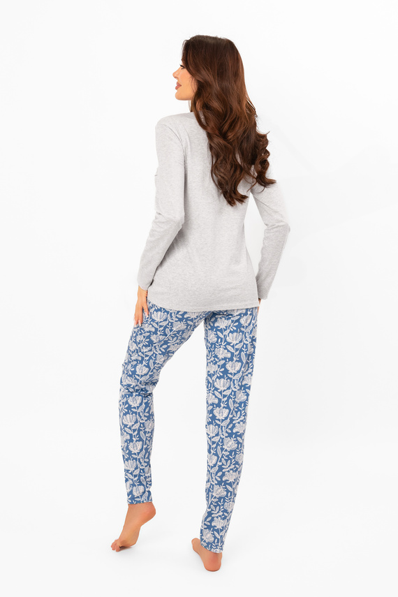 Pijama pentru femei Boma - mânecă lungă, pantaloni lungi, bumbac Italian Fashion - melange/print 