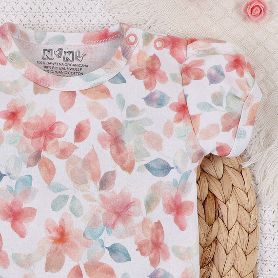 ABN-5417 Flori colorate Body cu mâneci scurte din bumbac organic imprimeu Nini