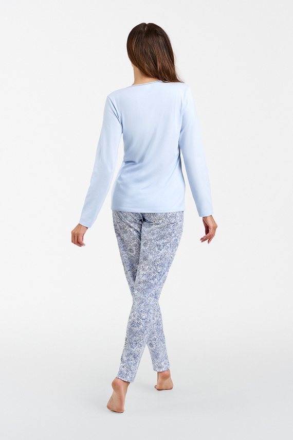 Salli Pijama de damă cu mânecă lungă și pantaloni lungi Italian Fashion - albastru/print 