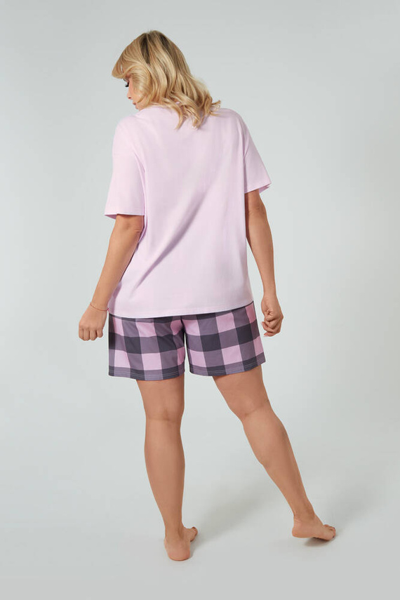 Pijama cu mânecă scurtă pentru femei Kayo, pantaloni scurți Italian Fashion - roz/print