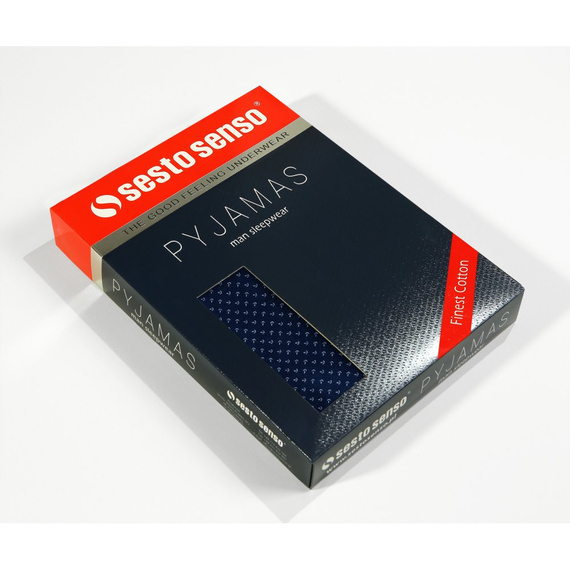 Pijamale bărbați Sesto Senso cu mâneci scurte cu fermoar - ancore bleumarin