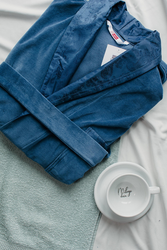 868 Halat de baie nobil pentru bărbați din velur De Lafense- elegant, moale, premium, denim