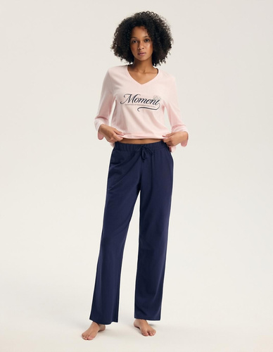 Henderson 46114 Gianna Pijamale damă roz, mânecă lungă, 100% bumbac