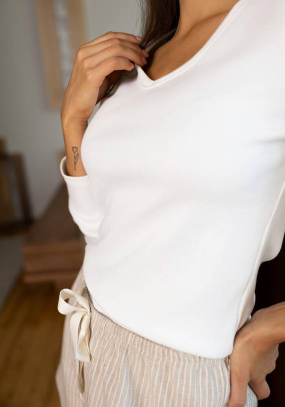 Pijamale de flanel pentru femei Beatrix Sensis - crem-bej