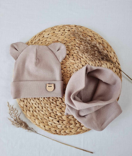 Șapcă Teddy 15U cu urechi cu dungi duble Marija - violet praf