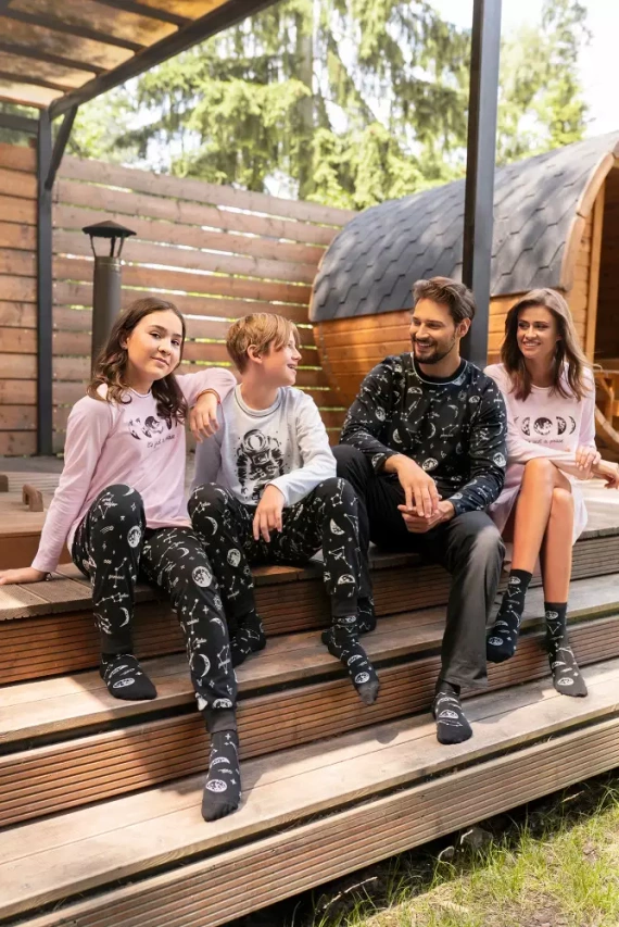 Umbra Pijama pentru fete, cu mânecă lungă și pantaloni Italian Fashion- somon/print