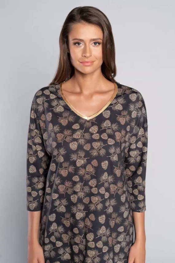 Pinnia Ladies' 3/4 sleeve pyjamas, 3/4 trousers Italian Fashion - print/graphite