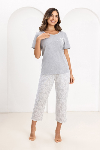 Pijama damă Regina 729 din bumbac 100% – mânecă scurtă și pantaloni 7/8