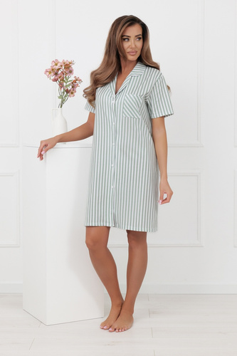 Cămașă de noapte damă Genna Italian Fashion 100% bumbac dungi