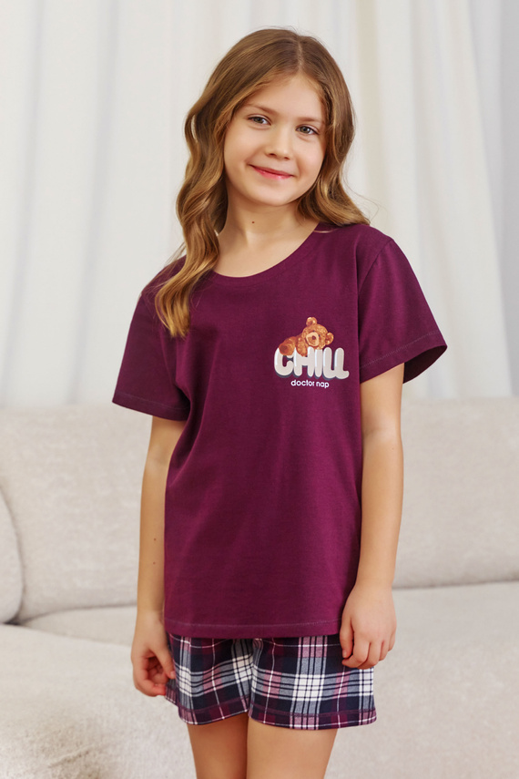 7202 "Chill" Pijamale pentru copii unisex Doctor Nap - visiniu