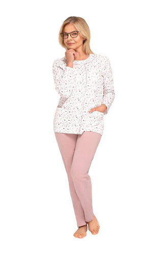 202 Maria III Pijamale damă Martel 30 cappuccino – bumbac, cu fermoar, mâneci lungi