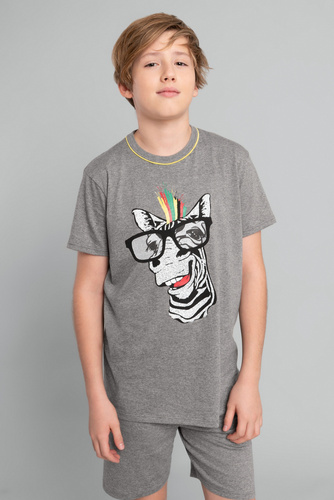 Crazy Boys' pijama cu mânecă scurtă, pantaloni Italian Fashion- mediu melange