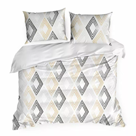 Spring 35 geometrie lenjerie de pat satin perdele euro alb/galben