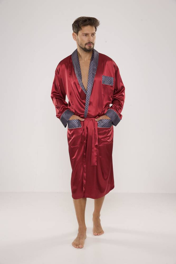 940 Halat de baie din satin pentru bărbați Forex - maro