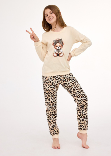 594/191, 592/191 Pijamale fete Panther CORNETTE - bej, bumbac, maneci lungi, in cutie decorativa