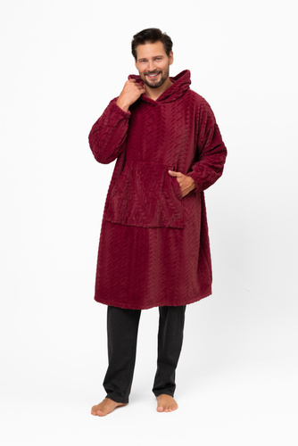Hanorac Reno Koco Italian Fashion Burgundy – Supradimensionat, Moale, Bipolar, Unisex, cu Capuță