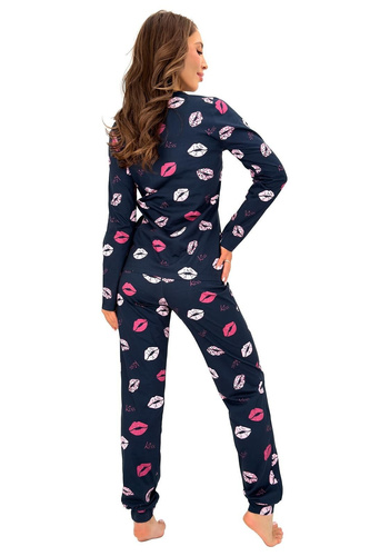 Donna Kiss Long pijama damă bleumarin 100% bumbac pantaloni lungi
