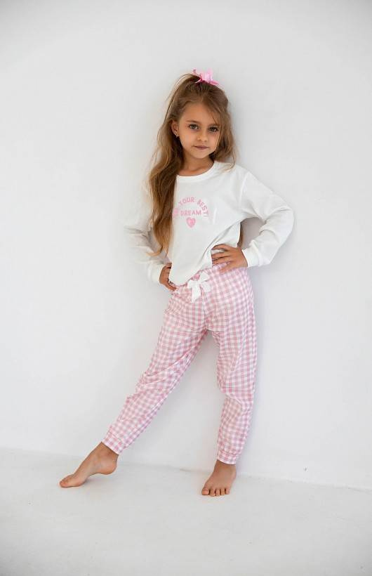 Sensis Nanny Kids Pijama pentru fete - ecru-roz