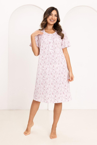 Cămașă de Noapte Damă 018 Regina – 100% Bumbac Natural, Nasturi, Croială Lejeră pentru Somn Odihnitor