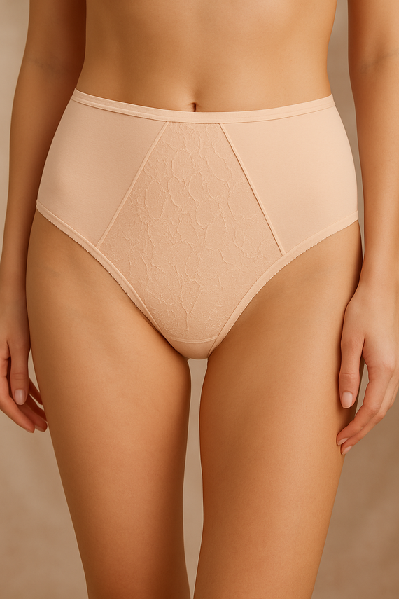 VF-435 – chiloți de damă cu dantelă și talie înaltă Vena nud