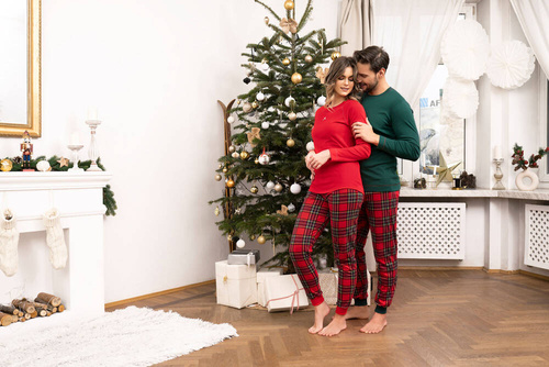 Pijama Tess pentru femei cu mâneci lungi și pantaloni lungi Italian Fashion - roșu/print