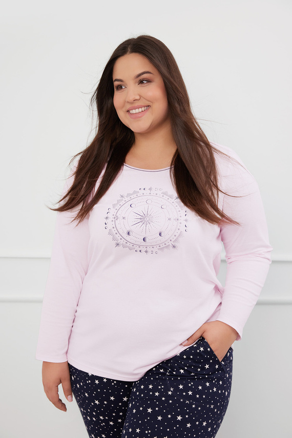 Arugia Pijama de damă cu mânecă lungă, pantaloni lungi Italian Fashion - roz/print 