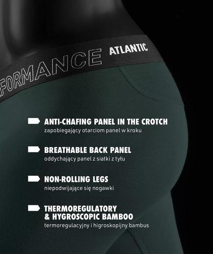 Boxeri bărbați Atlantic Bamboo 2MH-1209 verde-grafit Performance – set 2 bucăți, din bambus
