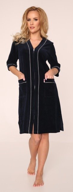 974 / 352 Velour Halat de damă Forex - albastru marin