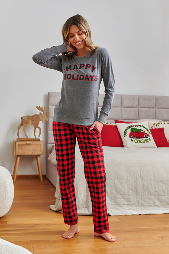 Pijamale de damă 7343 Gri închis Doctor Nap – 100% bumbac