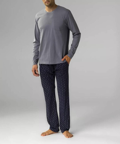 NMP-373 Pijamale bărbați cu mâneci lungi, Atlantic - gri bleumarin